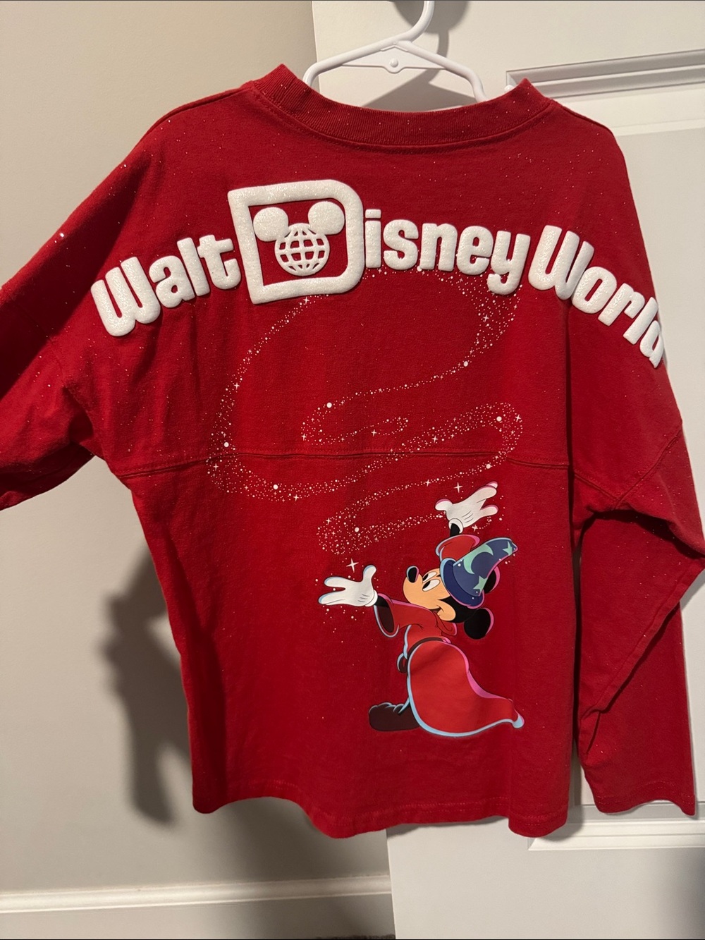Disney World Kids Red Mickey Sorcerer Graphic Long Sleeve Spirit Jersey